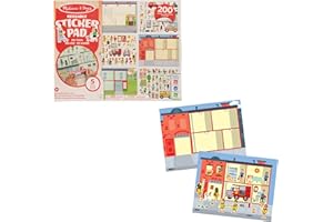 Melissa & Doug Libro Adesivi Attacca e Stacca - Album Stickers Riutilizzabili Città, Negozio, Ristorante, Caserma, Giochi Creativi da Viaggio, Regalo per Bambini e Bambine, 3+ Anni - Certificati FSC