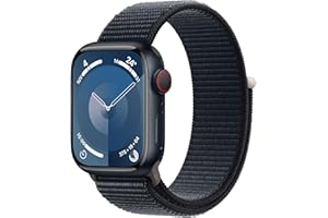 Apple Watch Series 9 GPS + Cellular 41mm Smartwatch con cassa in alluminio color mezzanotte e Sport Loop mezzanotte. Fitness tracker, app Livelli O₂, display Retina always-on, resistente all’acqua