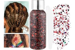 HTRUIYATY Glitter Body Gel Brillantini Make Up Glitter Liquidi Festival Glitter Makeup Sparkle Glitter per Viso Occhi Labbra Capelli Corpo Masquerade Halloween Party Rosso