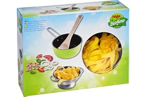 HABA 305133 - Koch-Set Italienische Küche, Zubehör für die Kinderküche, mit Kochtopf und vielen Spiellebensmitteln, Kleinkindspielzeug ab 3 Jahren, perfekt für Rollenspiele