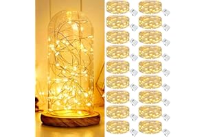 kolpop Guirnalda Luces LED Pilas, 18 Piezas 20 LEDs 2M Luces Navidad Pilas, Impermeable Luces Decorativas para Habitacion, Fiesta, Jardín, Bodas, Compleaños Luces de Hadas, (Blanco Cálido)