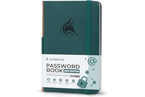Clever Fox Password Book 2nd Edition Small – Pocket Password Keeper with Laminated Alphabetical Tabs – Internet Address Notebook & Login Details Organizer Journal – 8.9x14.2cm (Dark Teal)