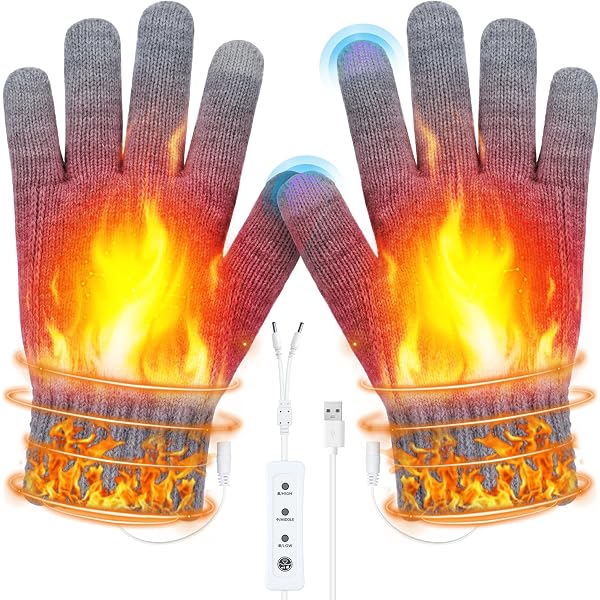 Gants Chauffants USB Rechargeables - 3 Niveaux De Température (37°C à 45°C), Lavables, Tactiles, Pour Extérieur Et Intérieur