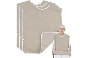 KZNKZN Bavaglino per adulti per anziani, lavabile, con raccogli briciole, impermeabile, protezioni per abbigliamento per adulti, anziani e disabili