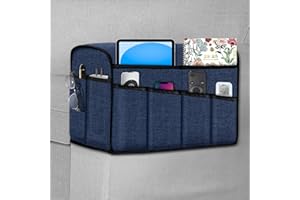 Joywell Anti-Slip Armrest Covers with 8 Pockets for Sofa Couch, Armchair Caddy & Organizer for Remote Control, Phone, iPad, Super Durable Recliner Arm Protector for Dog, Cat, Pets, Set of 2, Navy