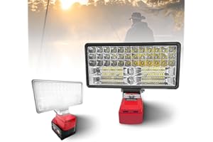 BYCPOWER Faretto LED da costruzione per Milwaukee 18 V batteria (senza batteria), 90 W, 6800 lm, portatile, lampada a LED con 2 USB, luce da lavoro per cantieri, campeggio, giardinaggio, riparazione auto