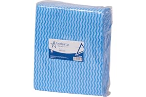 andarta - Blue J-Dish Cloths - Pack of 50 (35 x 42cm) - Versatile Cleaning Cloths for Kitchens, Bathrooms and General Areas - Absorbent, Quick-Drying, Washable and Lightweight