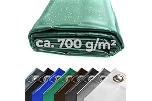 Fulcoline Abdeckplane 700g (Grün, 3,00 m x 6,00 m) mit Saum und Ösen – Handgefertigt & Robust – Abdeckplane Wasserdicht – Langlebiger UV-Schutz – LKW Plane für Camping, Gartenmöbel, Fahrzeuge