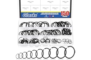 Glarks 150pcs GB895.2 65Mn Metric 10 Sizes 10MM to 26MM Round Wire C-Clips Internal Snap Rings Assortment Kit Round Wire Snap Rings Retaining Rings Classic Circlip for Shafts