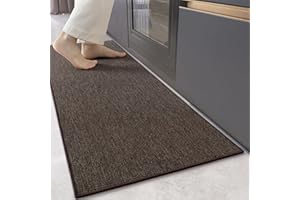 ‎COLOR&GEOMETRY COLOR&GEOMETRY Küchenteppiche rutschfeste Waschbar 43x120cm, 4mm Dünne Gewebe Gummi Gestützt Küche Runner Teppich, Absorbierende Leicht zu Reinigen Fußbodenmatten für vor dem Waschbecken, Flur, Braun