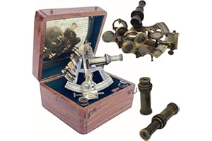Medieval Replicas 5 inch Marine Sextant Large Brass Navigation Instruments Vintage Style Sextant Ship History Sextant Nautical Sextant in Hardwood Gift Box