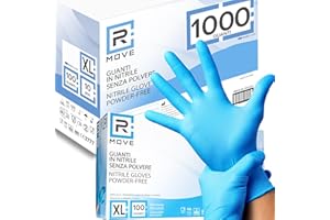 R MOVE 1000 Nitril-Handschuhe, puderfrei, latexfrei, hypoallergen, Lebensmittelhandschuhe, medizinische Einweghandschuhe (Größe XL)