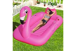 DeeprBling Luftmatratze Pool Flamingo, Große Luftmatratze Wasser mit Getränkehalter, Telefonhalter & Griffe, Aufblasbarer Sonnenpool Flamingo Pool Matratze Erwachsene mit Verdickung zum Sonnenbaden
