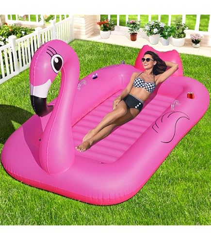 CLHXWU Matelas Gonflable Piscine 150x78 Cm – Hamac D’Eau Flottant Avec Appui-Tête Et Filet, Été Plage Lac