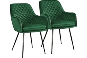 Yaheetech Set of 2 Velvet Dining Chairs Modern Tufted Kitchen Chairs Soft Cushioned Armchairs with Metal Legs for Counter Lounge/Living Room/Kitchen, Green