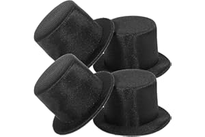 PATKAW Mini Black Top Hat Black Snowman Hats Cap Miniature Formal Costume Hats for Snowman Decorating Christmas Party Crafts DIY Supplies 4Pcs