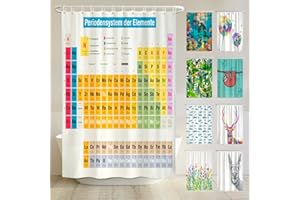 ‎ARTENEUR arteneur® - Duschvorhang Periodensystem Deutsch - Anti-Schimmel Duschvorhänge 180x200 - Recycelt mit Öko-Tex Standard 100 - Beschwerter Saum, Blickdicht, Wasserdicht, Waschbar, 12 Ringe & E-Book