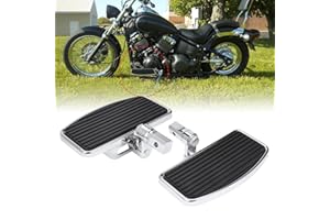 BRZOXIN Motorcycle Floorboards, Chrome Plated Foot Pegs for 1998-2019 Yamaha V-Star Drag Star V-MAX, Angle Adjustable Footrest for Honda VTX Steed Magna Shadow, Foot Pedals for Suzuki GZ VL