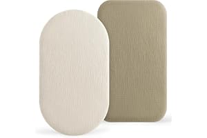 BEARMOSS Muslin Moses Basket Sheets 2 Pack - 100% Cotton Breathable Universal Fitted Bassinet Cot Sheets 83x43cm Fit for Oval Rectangle or Hourglass Bassinet Mattress(Olive&Cream)