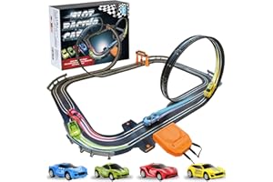 Atlasonix Autorennbahn, Elektrisches Auto für Kinder, Rennbahn Kinder 3 4 5 6 7 8 Jahre für Jungen und Mädchen, Car Rennbahn Set für Jungen, Geschenke zum Geburtstag Weihnachten