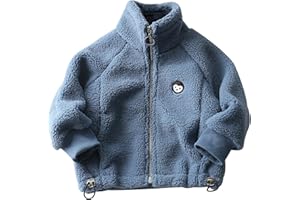 AIEOE Giacca in Pile con Cappuccio in Pile con Colletto in Piedi Neonati maschi Ragazze Cappotti Giacca in Pile Bomber Autunno Inverno Spesso Caldo Due Sytles 1-7 Anni