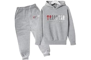 YOUPO Tute for bambini Trapstar, set da jogging giacca con cappuccio + pantaloni pantaloni, unisex con tuta stampata a lettere for l'autunno e l'inverno