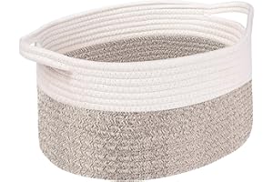 OUTBROS Aufbewahrungskorb, Korb Baumwollseil Geflochten, Flechtkorb, Dekorativer Aufbewahrungskorb Geflochten, Stapelbare Mehrzweck-Organisations Behälter, Beige/Braun