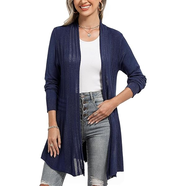 Damen Pailletten Cardigan Übergröße | Langarm & Wassersfall-Saum | 7 Farben