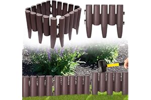 AufuN Kunststoff Rasenkante 2,8m Holzoptik Beeteinfassung Garden Border aus Polypropylen, Mähkante Beetumrandung Palisade Garten dekorativ, 1 Element BxHxT: 28x24x1 cm, Braun