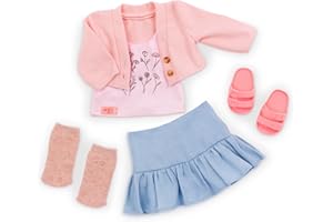 Our Generation - Encanto campestre - Ropa para muñecas de 46 cm - Conjunto de Jersey Rosa y Falda Azul - Top con Estampado Floral - Jugar a Simular - Juguete para niños a Partir de 3 años