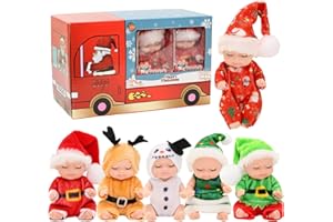 Miunana Mini Bambola Neonato 6 Pezzi Sleeping Dolls Bambini Ragazze Lavabili Realistici Bambolotti Piccole Giocattolo Bamboline in Miniatura per Bambini Ragazzi Ragazze (Natale)