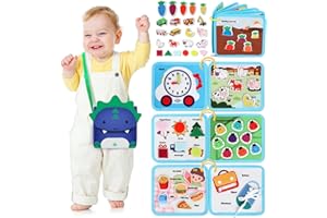 Lehoo Castle Busy Board Montessori Spielzeug ab 1 2 3 Jahre, Activity Board Motorikspielzeug, 12 in 1 Busy Quiet Book, Geschenk Junge Mädchen, Baby Lernspielzeug Motorikbrett für Reise Auto Flugzeug