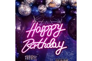 PANTHEM Happy Birthday Néon Signe Néon Décoration Murale pour la Maison Chambre Bar Club de fête d'anniversaire avec Couleur Rose Neon Sign Alimentation USB Cadeau d'anniversaire