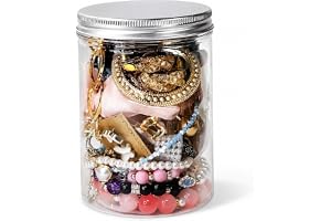 Mystery Jewelry Jar | Mysterium smycken burk, 25-delad låda blandade legeringsset med örhängen, halsband, ringar och hårklämmor