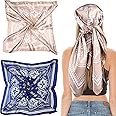 2 PCS Silk Head Scarf, Satin Head Scarf, Head Scarf, Satin Scarf, Women Neck Scarfs Square Like Silk Bandana Hair Wraps Scarf for Sleeping, Scarves Neck Headscarf Decoration Headwear Gift for Women