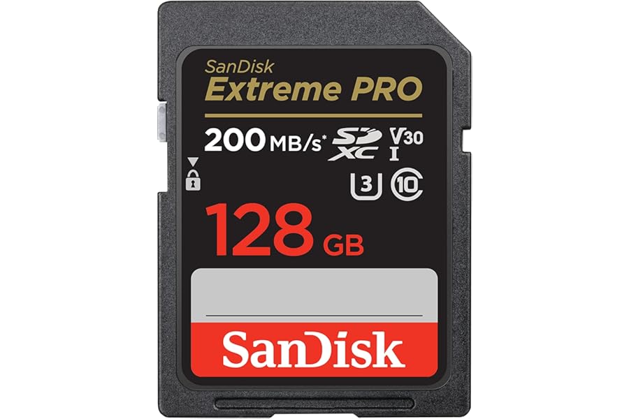 SanDisk 128GB Extreme PRO SDXC card, SD Card, V30 Memory Card, 4K UHD, up to 200 MB/s, SanDisk QuickFlow Technology, RescuePro Deluxe Data Recovery Software, UHS-I, Class 10, U3, V30