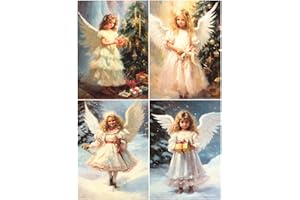 Josys Bastelmärchen Reispapier A4 Strohseide Decoupage Serviertentechnik Weihnachten Engel RE3892