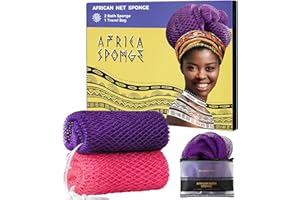 RELAXSCENE African Net Sponge Authentic - 2 Pieces Loofah Exfoliating Body Scrubber Bath Sponge - Back Scrubber Washcloth for Shower - Real African Scrub Exfoliator Body Care Bathing Accessories for Women