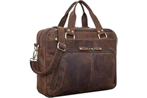 ROYALZ "Chicago Leder Umhängetasche Herren Laptoptasche 15,6 Zoll Messenger Bag Ledertasche groß Aktentasche Vintage Businesstasche für Männer Echtleder;Farbe:Schwarz