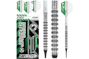 RED DRAGON Javelin Series Premium Tungstène Jeu de fléchettes Softip avec ailettes et tiges