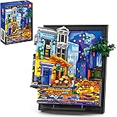 Reobrix Van Gogh Kafe Terası Gece Yapı Taşları Seti 66702, Light Up Yetişkinler i&ccedil;in 3D Sanat Resim Seti, Duvar ve Oda Dekoru