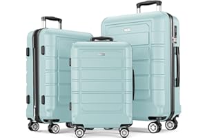 SHOWKOO Valise Rigide Extensible PC+ABS Légère Durable Trolley Sets de Bagages Valise Set Cabine avec 4 roulettes Silencieuses à 360° et Serrure TSA