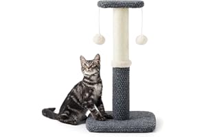 LE SURE Lesure Cat Scratching Post for Indoor Cats - Highly Resistant Carpet Post, Premium Sisal Rope Post for Kittens, Sturdy Small Cat Scratch Pole with Hanging Ball, Grey, 57cm