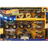Hot Wheels&reg; Monster Trucks Bigfoot Trophy Champions Cars and Trucks Multi Cars, metal Bigfoot, 5-Alarm, Bone Shaker, M