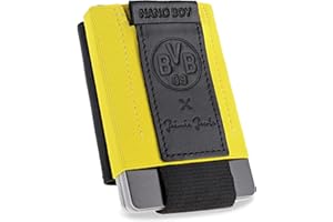Jaimie Jacobs Borussia Dortmund X Nano Boy Pocket Kleiner Geldbeutel mit Münzfach Mini Wallet aus Textil mit Zugband schmaler Kartenhalter bis zu 13 Karten (BVB Schwarzgelb)