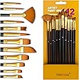Twizzle Painting Brushes Set of 12 Professional Round Pointed Tip Nylon Hair Artist Acrylic Painting Brush for Acrylic/Watercolor/Oil Painting