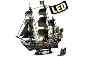 Puzzle 3D de Black Pearl - Maquette de Bateau de la Queen Anne's Revenge, Cadeau d'anniversaire pour Adulte, 293 Pièces