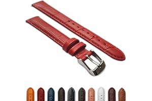 JEWELLERS TOOLS 10mm Ladies Genuine Leather Mock Croc Watch Strap Band Crocodile Padded SS Buckle Red/Red