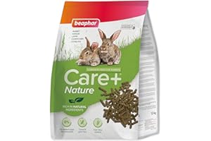 Beaphar Care+® Nature Conejo - Alimento Natural para Conejos sin Cereales, Rico en Fibra y heno Timothy - pellets Todo en uno - 1,5 kg