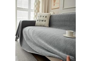 TAOTAOGO Sofa Cover 3 Seater Herringbone Chenille Corner Sofa Slipcover Washable L Shape Sofa Covers Sectional Couch Cover with Tassel Furniture Protector for Pet All-Season B Dark Grey 180x340cm